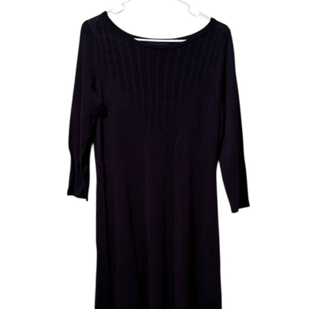 Jones New York Women Size Small Long Sleeved Knitted Sweater Midi Dress Purple‎